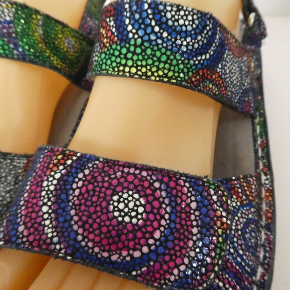 Alegria Verona Bullseye Sandals Women 41 Multi Color Leather Adjustable Comfort - Picture 8 of 14